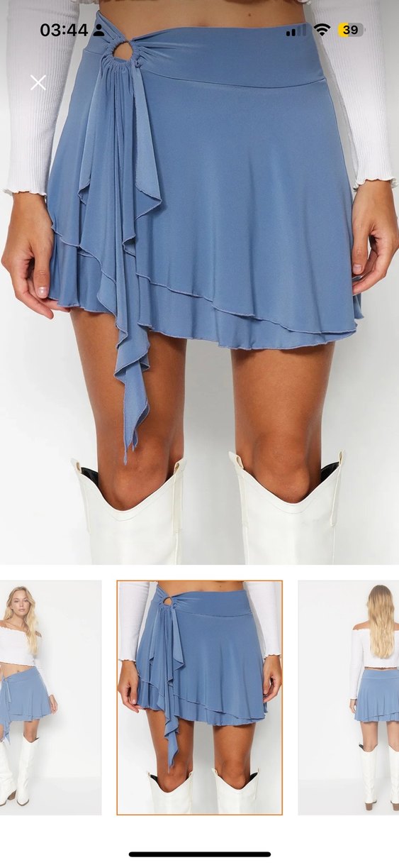 Mavi Fırfırlı Mini Etek - Görsel 3