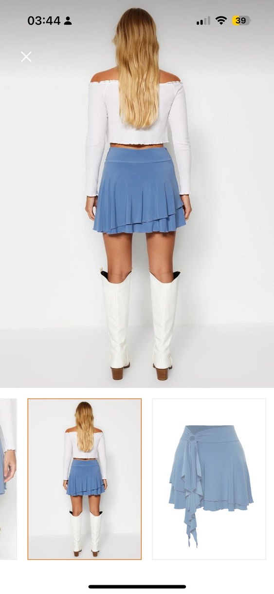 Mavi Fırfırlı Mini Etek - Görsel 4