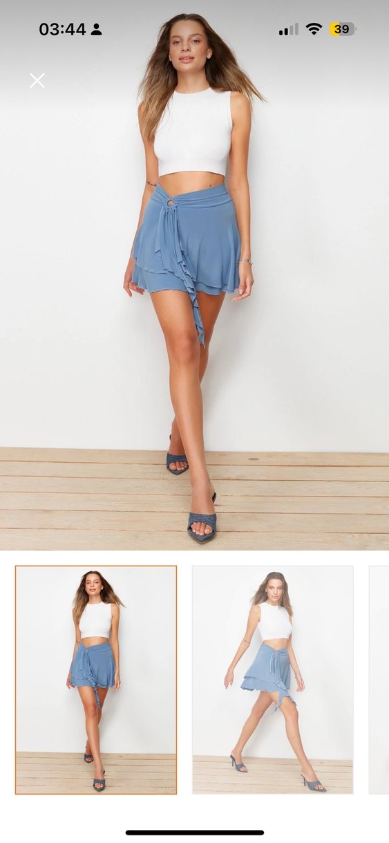 Mavi Fırfırlı Mini Etek - Görsel 2