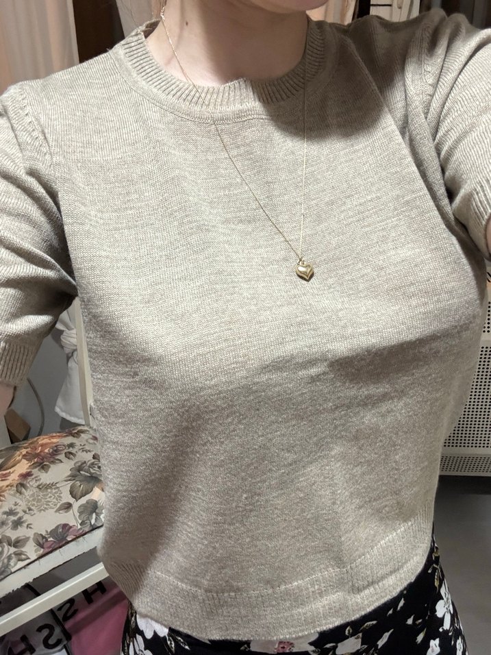 Bej Kısa Kollu Kadın Triko - Görsel 2