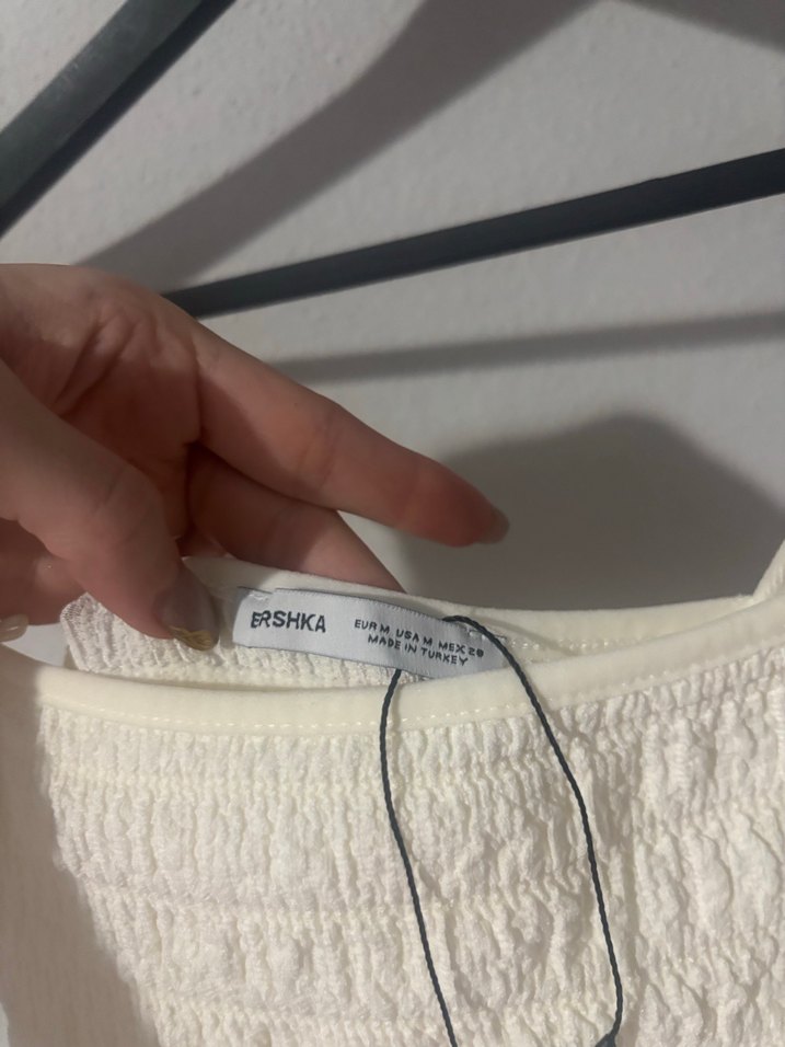 Beyaz Pilili  İnce Askılı Mini Kadın elbise - Görsel 4