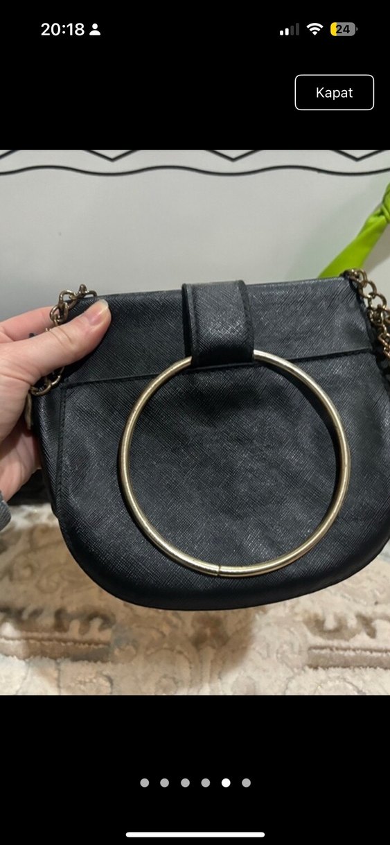 Zincir Detaylı Siyah Yılan Derisi Desenli 2 adet çanta - Görsel 3