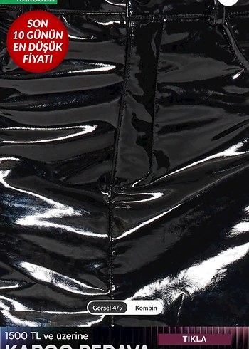 Siyah Parlak Mini etek - Görsel 3