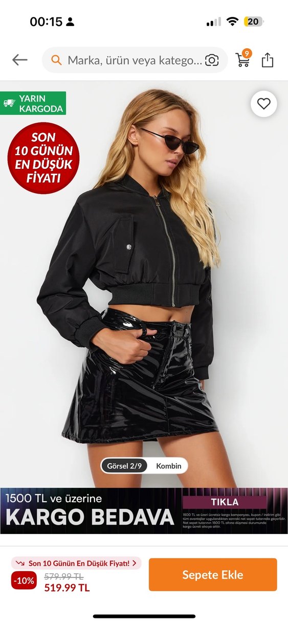 Siyah Parlak Mini etek - Görsel 2