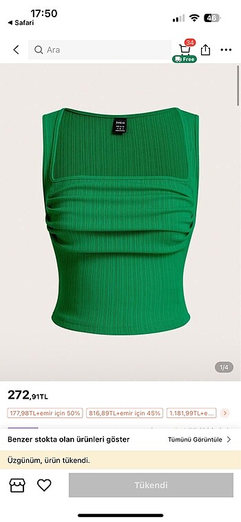 Shein yeşil bluz