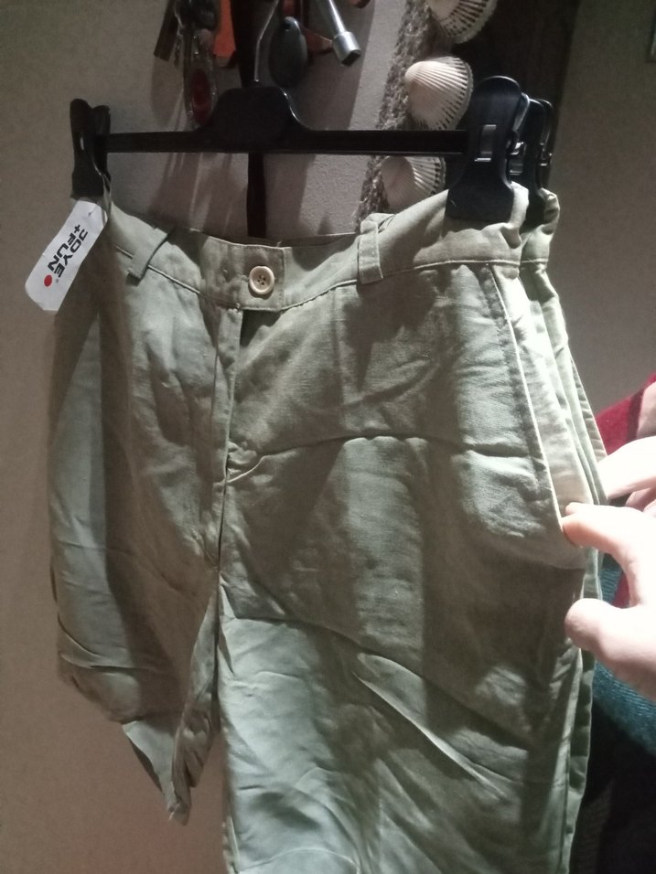 Düğmeli Bej Keten Mini Şort - Görsel 2