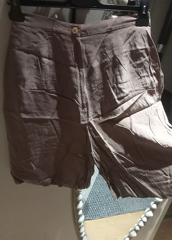 Bej Keten Mini Kadın Pantolon - Görsel 3