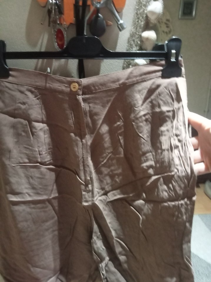 Bej Keten Mini Kadın Pantolon - Görsel 2