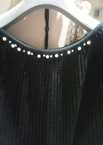 Siyah Midi Kemerli Uzun Kollu Elbise - Görsel 2