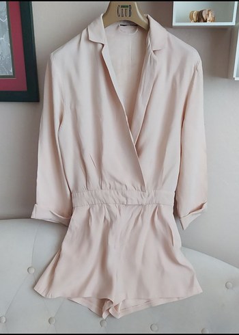 Bej Mini Kadın Şort Tulum - Görsel 5