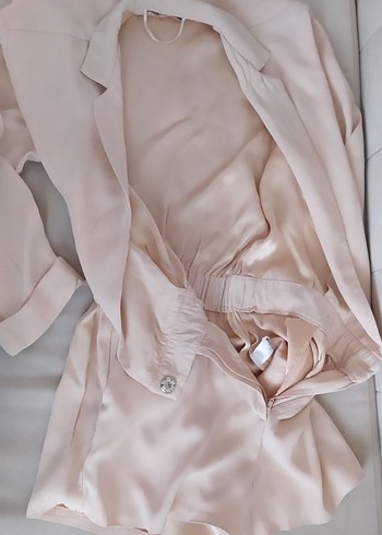 Bej Mini Kadın Şort Tulum - Görsel 8