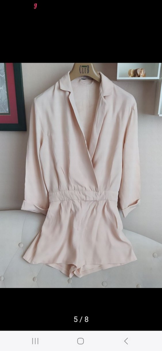 Bej Mini Kadın Şort Tulum - Görsel 5