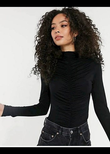 Kadın Siyah Pilili Uzun Kollu Mayo - Görsel 2