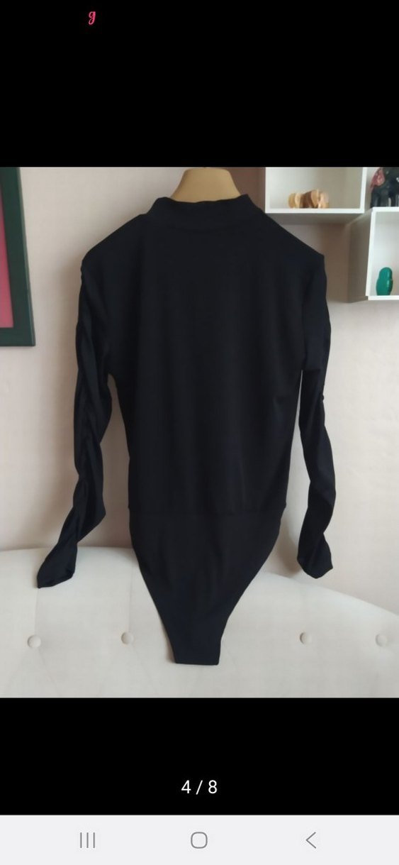 Kadın Siyah Pilili Uzun Kollu Mayo - Görsel 4