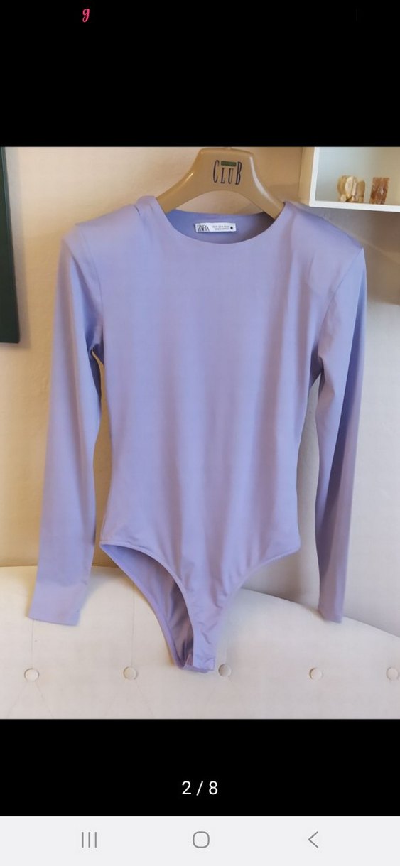 Lila renk Uzun Kollu Kadın Body - Görsel 2