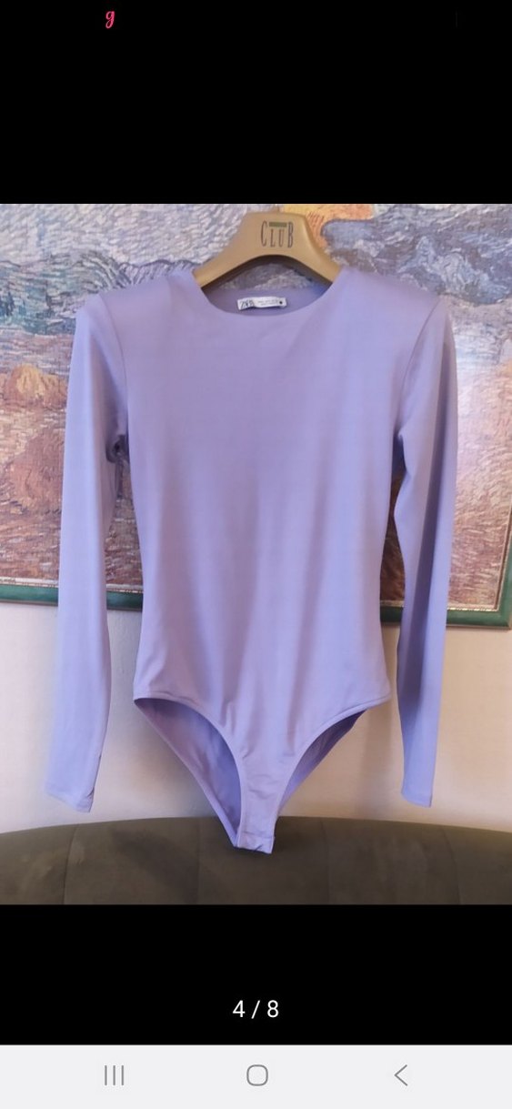 Lila renk Uzun Kollu Kadın Body - Görsel 4