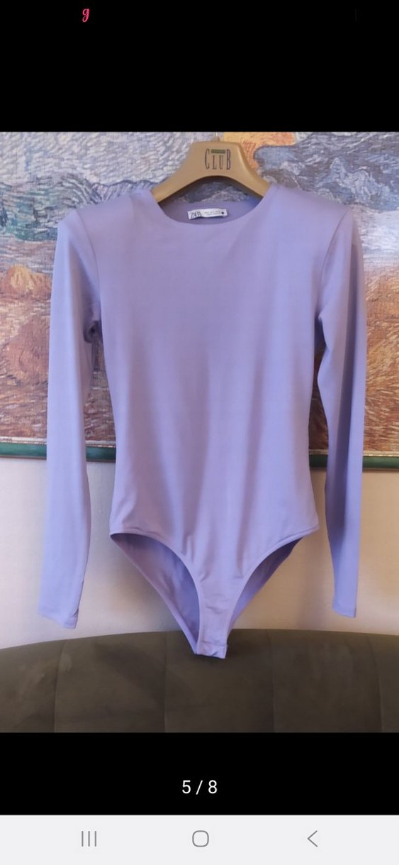Lila renk Uzun Kollu Kadın Body - Görsel 5