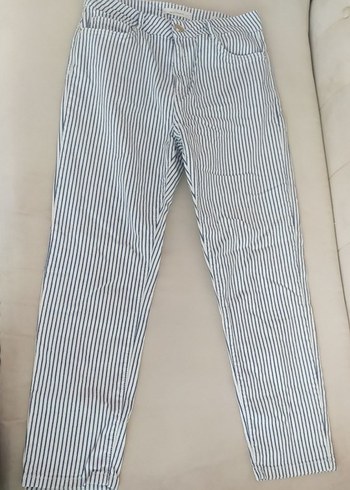Kadın Gri Zebra Desenli Kemerli Denim Pantolon - Görsel 7