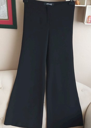 Siyah Midi Kadın Kumaş Pantolon - Görsel 3