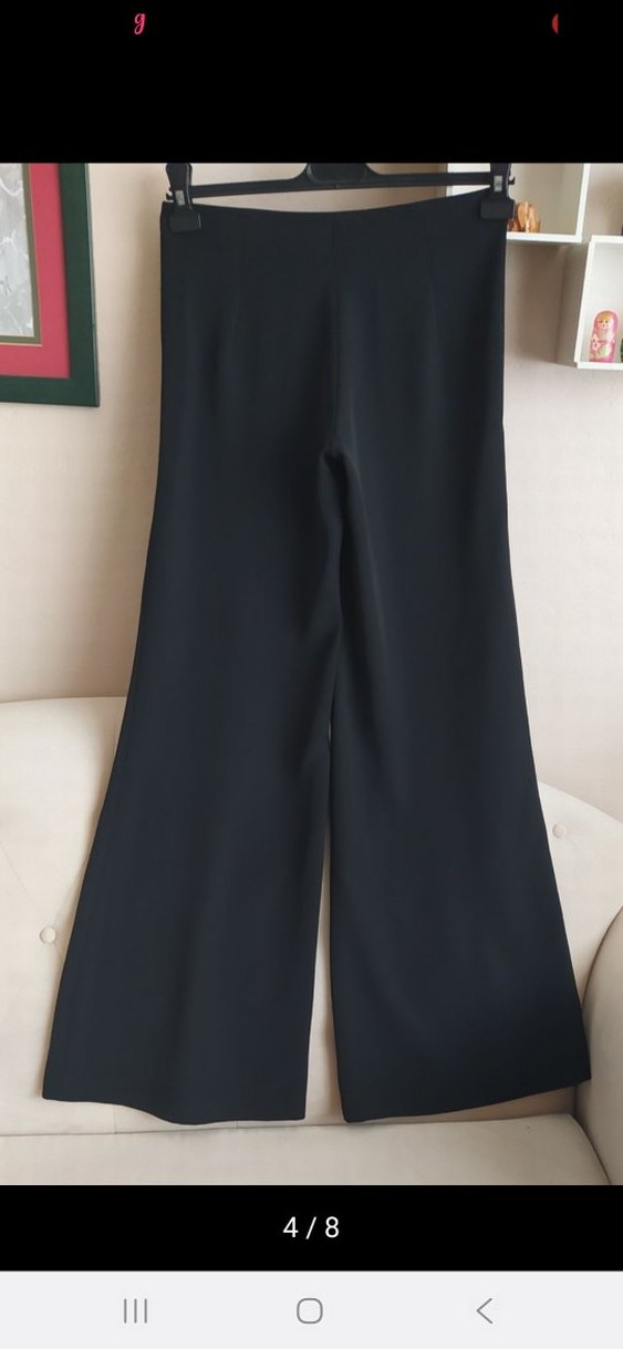 Siyah Midi Kadın Kumaş Pantolon - Görsel 4