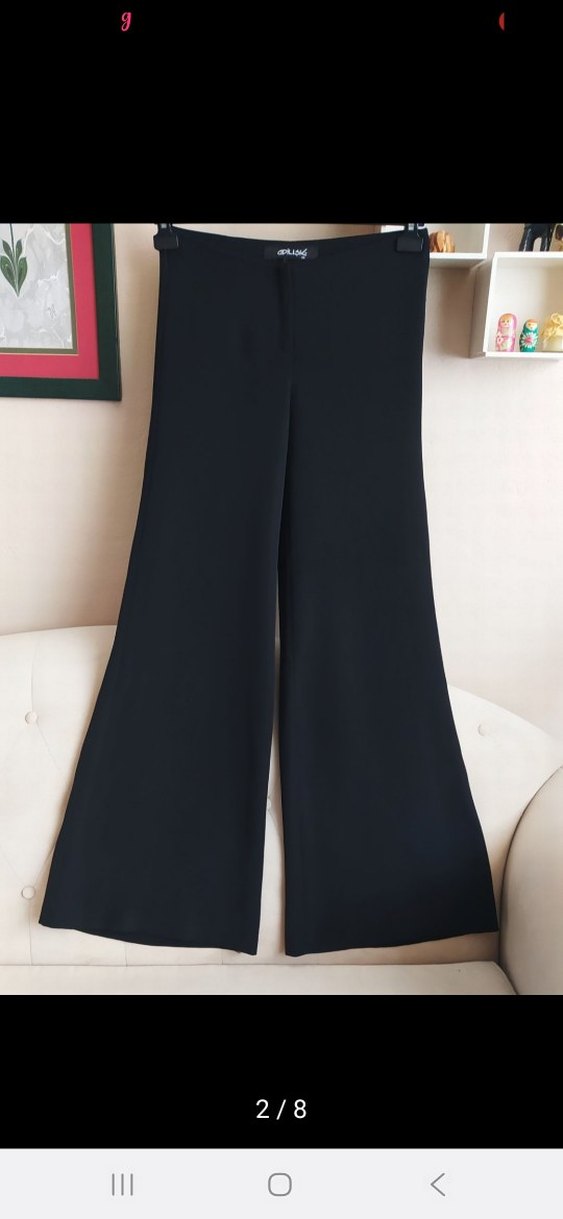 Siyah Midi Kadın Kumaş Pantolon - Görsel 2