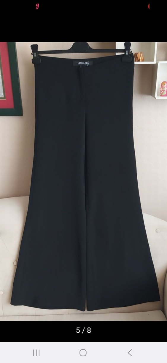 Siyah Midi Kadın Kumaş Pantolon - Görsel 5
