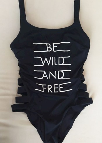 Siyah Strappy Kadın Mayo - Be Wild Yazılı - Görsel 7