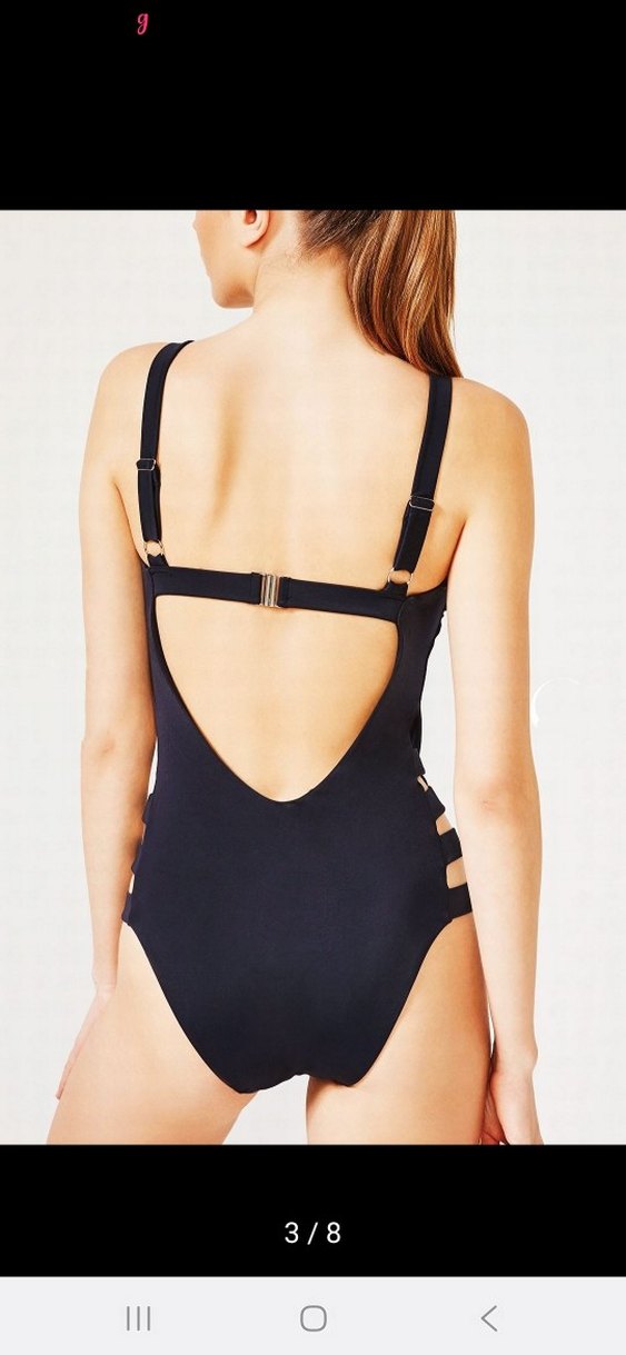 Siyah Strappy Kadın Mayo - Be Wild Yazılı - Görsel 3