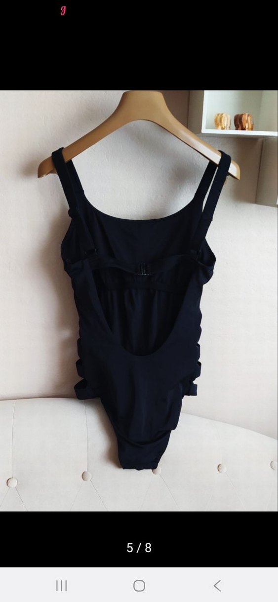 Siyah Strappy Kadın Mayo - Be Wild Yazılı - Görsel 5