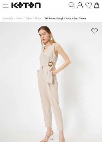 Bej Kemerli V Yaka Kolsuz Tulum - Görsel 3