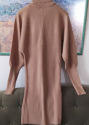 Bej Kadın Triko Midi Elbise - Görsel 7