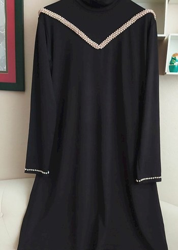 Siyah V Yaka Uzun Kollu Elbise - Görsel 5