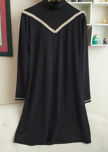 Siyah V Yaka Uzun Kollu Elbise - Görsel 3