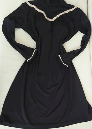 Siyah V Yaka Uzun Kollu Elbise - Görsel 7