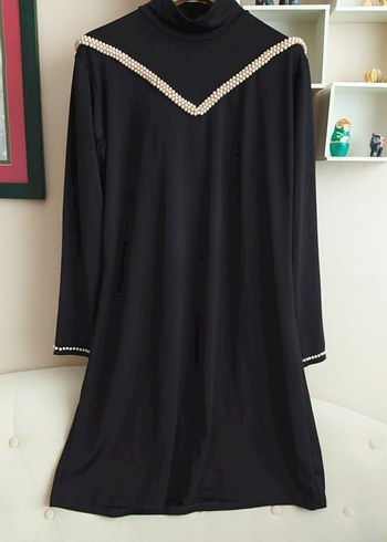 Siyah V Yaka Uzun Kollu Elbise - Görsel 4