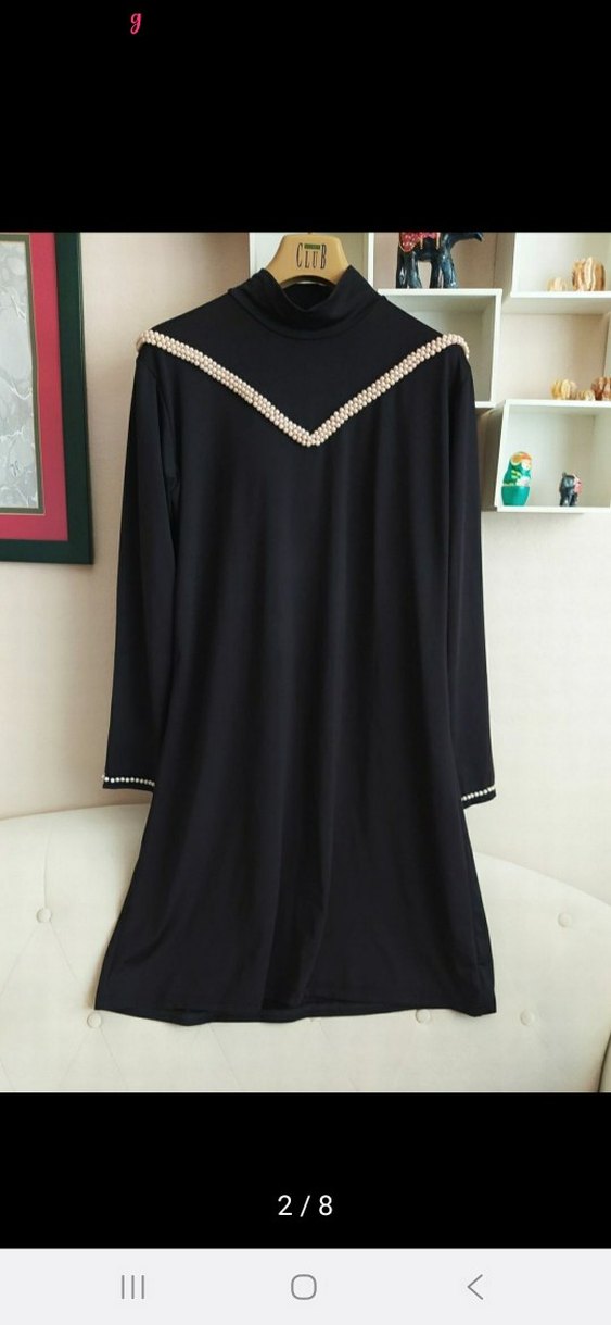 Siyah V Yaka Uzun Kollu Elbise - Görsel 2