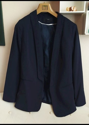 Kadın Mavi Kemerli Midi Blazer Ceket