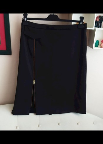 Siyah Mini Hamile Eteği Fermuarlı - Görsel 5