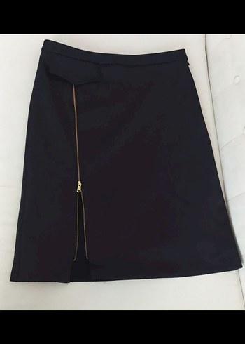 Siyah Mini Hamile Eteği Fermuarlı - Görsel 6