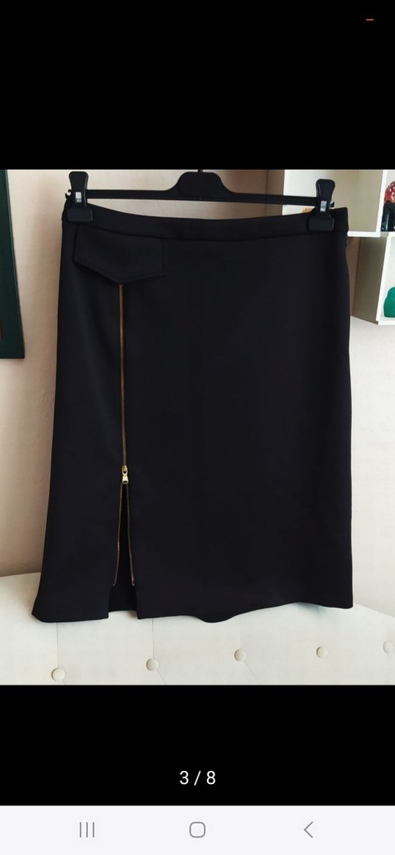 Siyah Mini Hamile Eteği Fermuarlı - Görsel 3