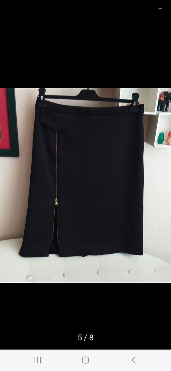 Siyah Mini Hamile Eteği Fermuarlı - Görsel 5