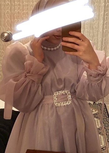 Pastel lila tesettür abiye