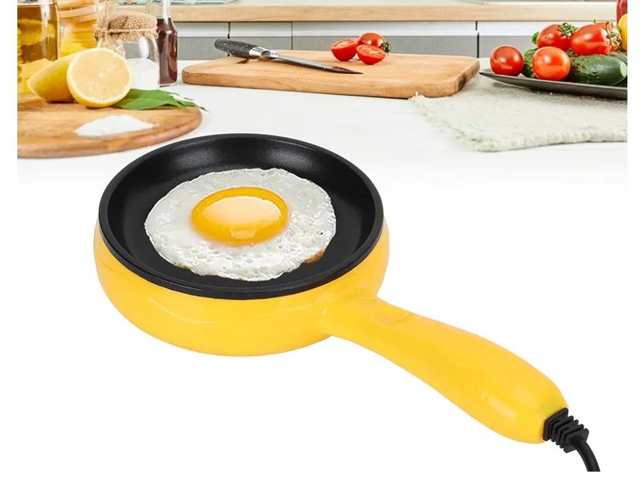 Sarı Saplı Gri  mini elektrikli Tava pratik ve uygundur - Görsel 2