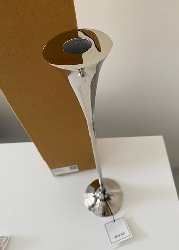 Parlak Beyaz Metal Şamdan - Görsel 3