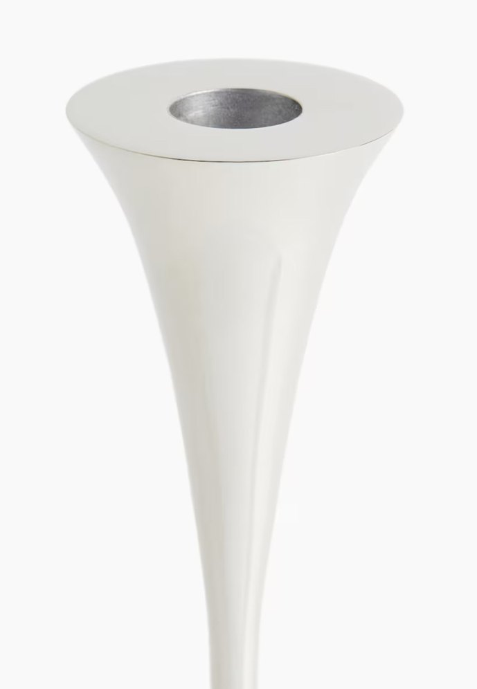 Parlak Beyaz Metal Şamdan - Görsel 2