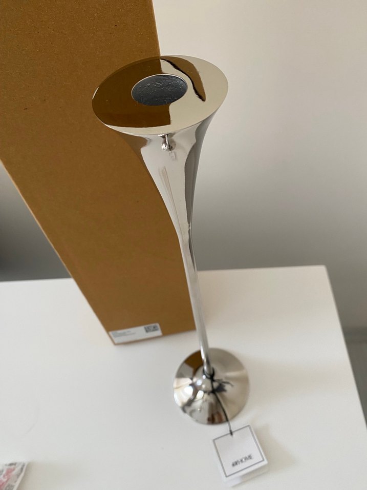 Parlak Beyaz Metal Şamdan - Görsel 3