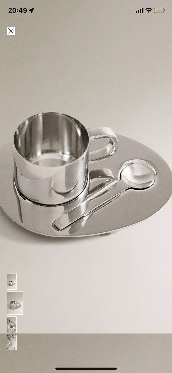 Parlak Metal Kahve Fincanı ve Tabak Seti - Görsel 2