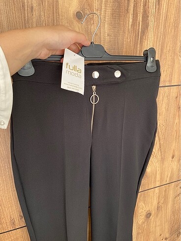 36 Beden siyah Renk İspanyol paça kumaş pantolon