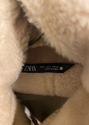 Zara Kürklü Bej Süet Kadın Ceket - Görsel 2