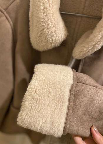 Zara Kürklü Bej Süet Kadın Ceket - Görsel 3